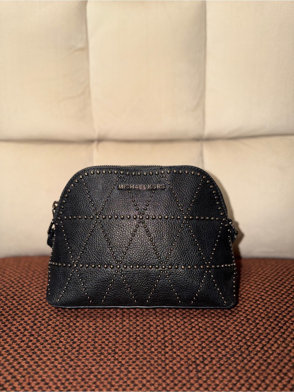 Michael Kors Black Quilted Stud Crossbody Bag